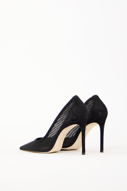 Stuart Weitzman Black Mesh 100 Pump