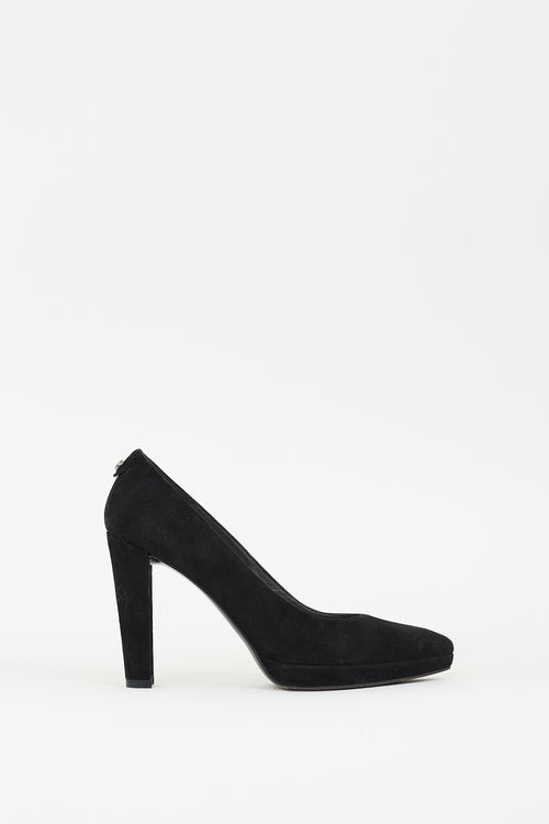 Stuart Weitzman Black Suede Pointed Toe Pump