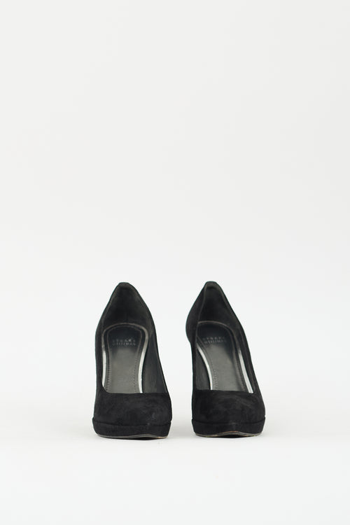 Stuart Weitzman Black Suede Pointed Toe Pump