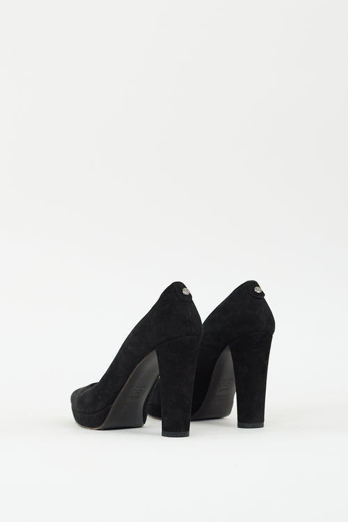 Stuart Weitzman Black Suede Pointed Toe Pump