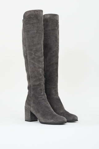 Stuart Weitzman Grey Suede Alljack Boot