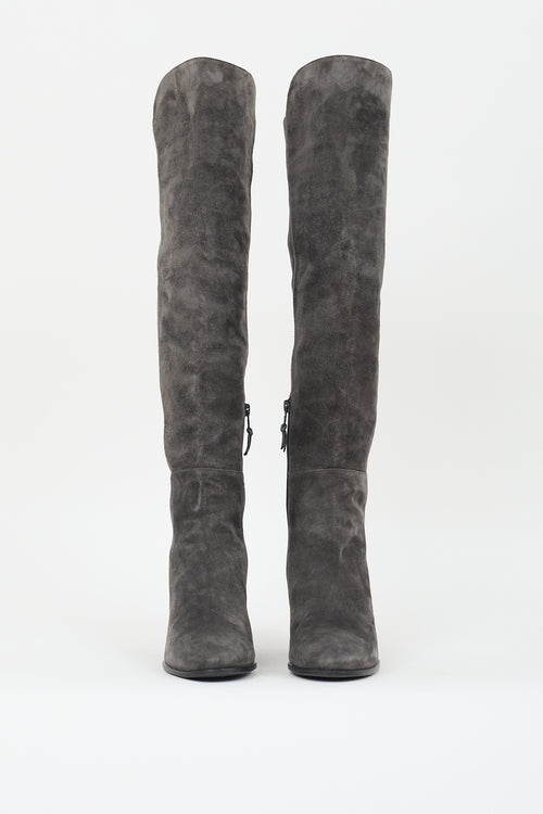 Stuart Weitzman Grey Suede Alljack Boot