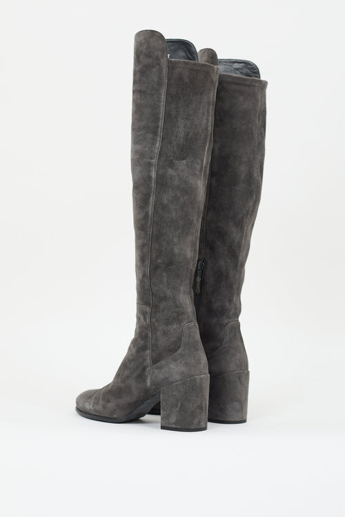 Stuart Weitzman Grey Suede Alljack Boot