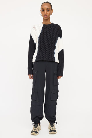 Stussy Black 
White Cable Knit  Sweater