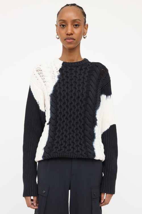 Stussy Black 
White Cable Knit  Sweater