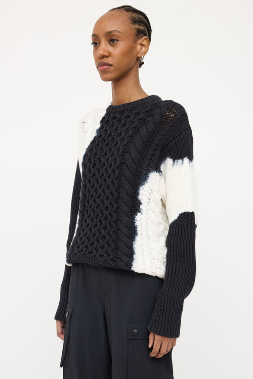 Stussy Black 
White Cable Knit  Sweater