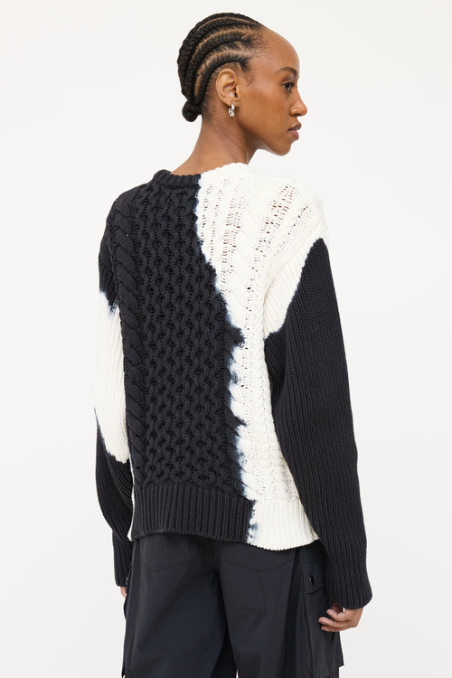 Stussy Black 
White Cable Knit  Sweater