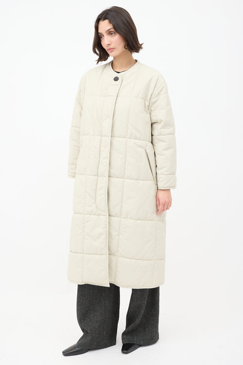 Studio Nicholson Beige Cotton Down Plume Scarf 
Piper Coat