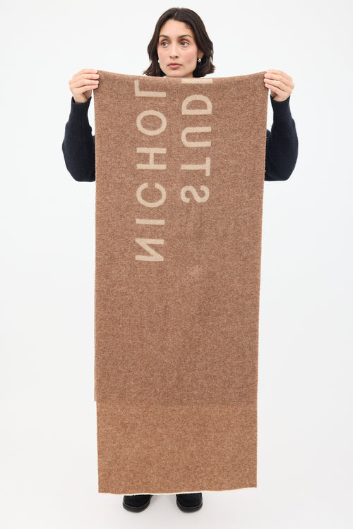 Studio Nicholson Beige Wool Logo Blanket Scarf