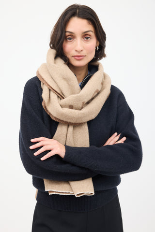 Studio Nicholson Beige Wool Logo Blanket Scarf