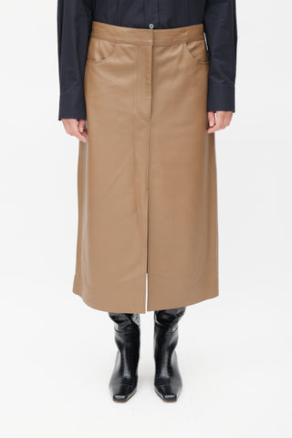 Studio Nicholson Brown Leather Skirt