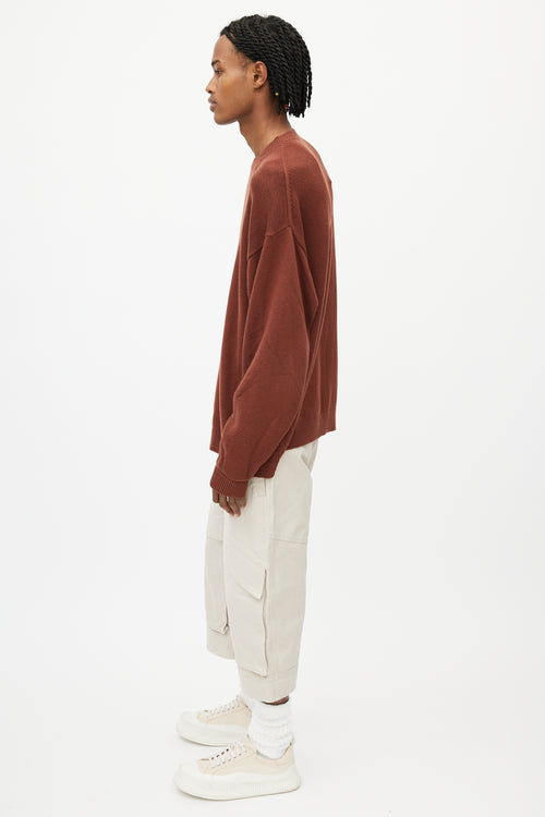 Studio Nicholson Brown Merino Wool Oversized Sweater