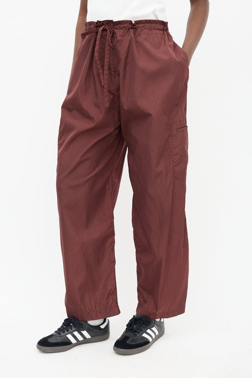 Studio Nicholson Burgundy Nylon Merida Drawstring Trouser