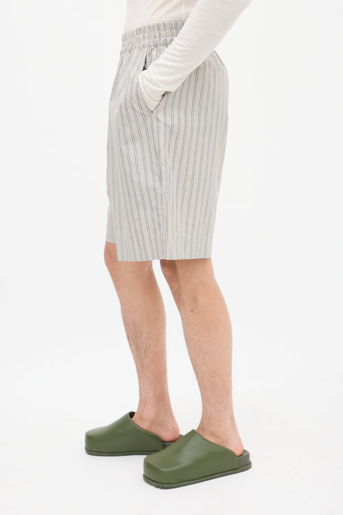 Studio Nicholson Grey Poplin Striped Shorts