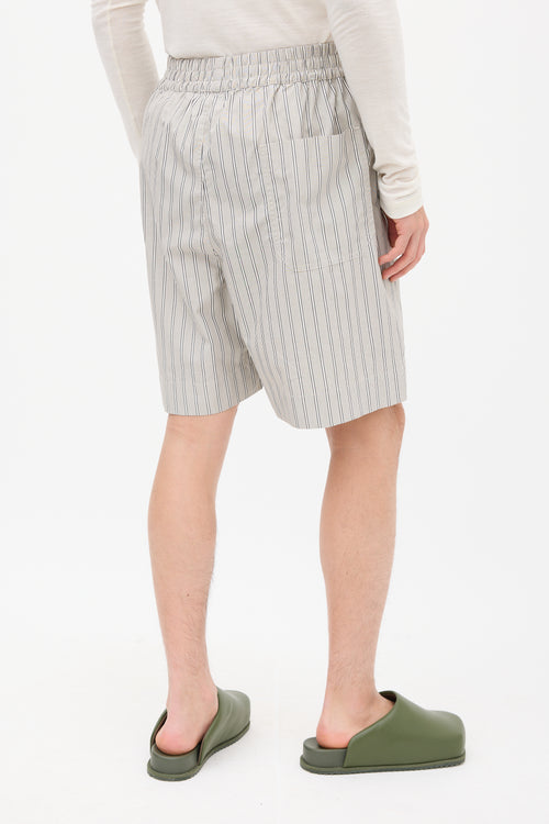 Studio Nicholson Grey Poplin Striped Shorts