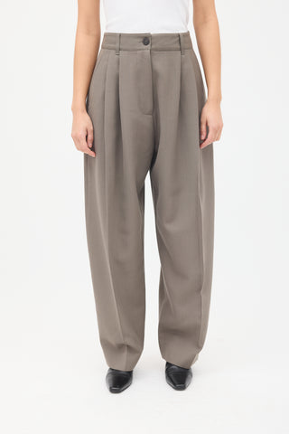 Studio Nicholson Khaki Brown Wool Acuna Wide Leg Trousers