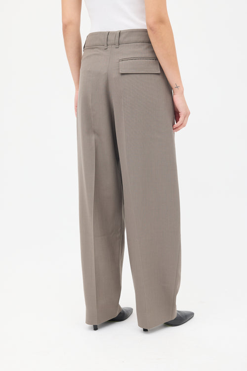 Studio Nicholson Khaki Brown Wool Acuna Wide Leg Trousers