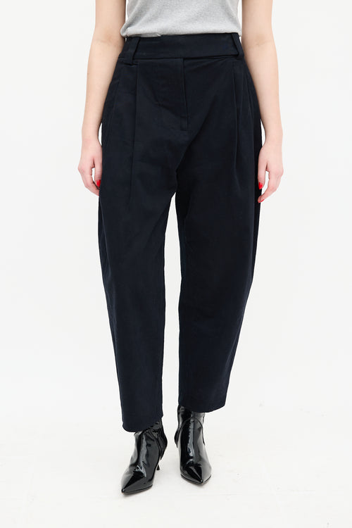 Studio Nicholson Navy Pleated Balloon Trouser