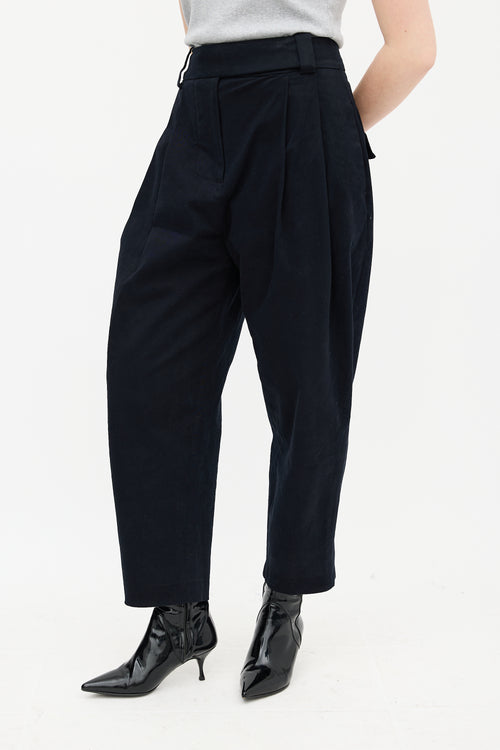 Studio Nicholson Navy Pleated Balloon Trouser