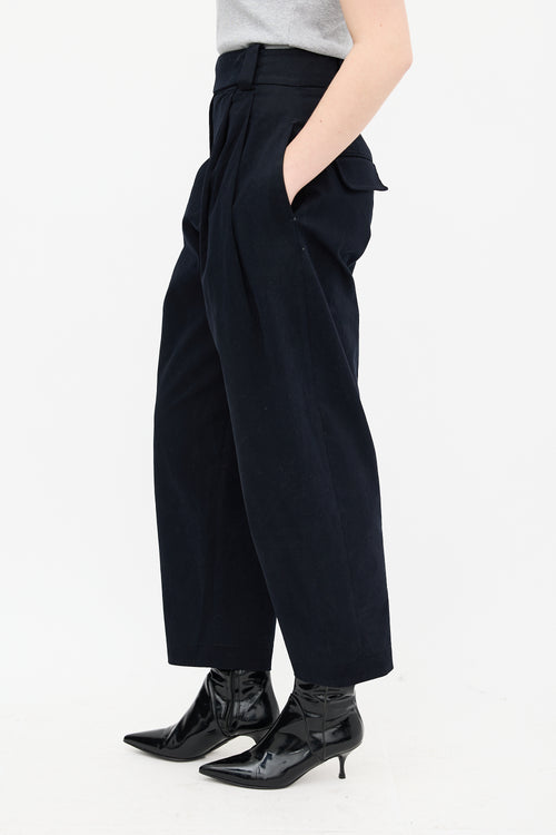 Studio Nicholson Navy Pleated Balloon Trouser