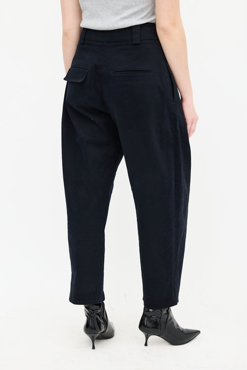 Studio Nicholson Navy Pleated Balloon Trouser