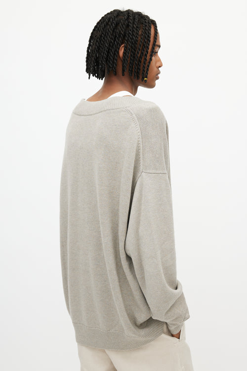 Studio Nicholson Taupe V-Neck Oversized Sweater