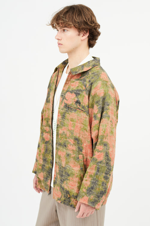 Stüssy Green 
Red Linen Coach Jacket