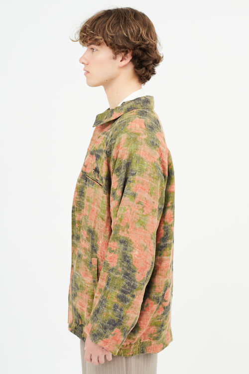 Stüssy Green 
Red Linen Coach Jacket