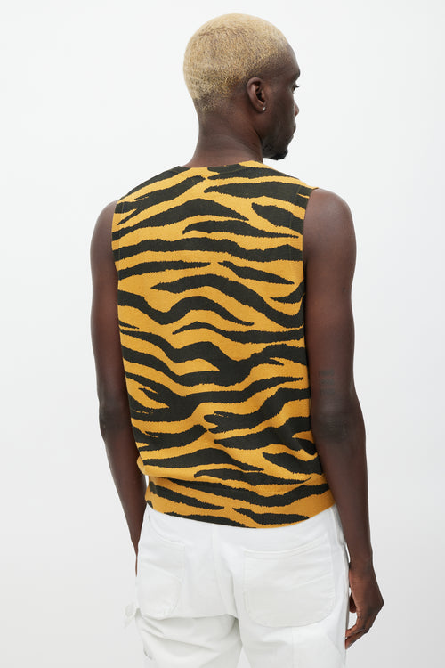 Stüssy Orange 
Black Knit Patterned Vest