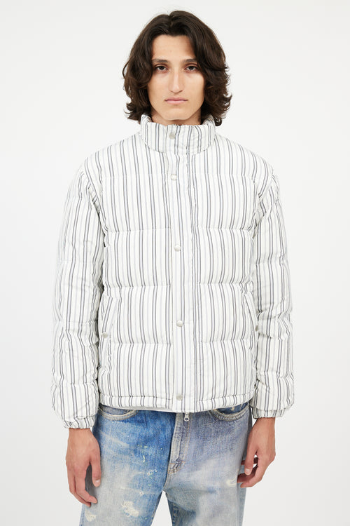 Stüssy White 
Blue Stripes Puffer Jacket