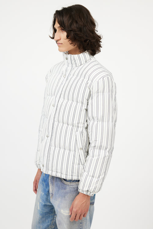 Stüssy White 
Blue Stripes Puffer Jacket