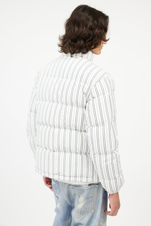 Stüssy White 
Blue Stripes Puffer Jacket