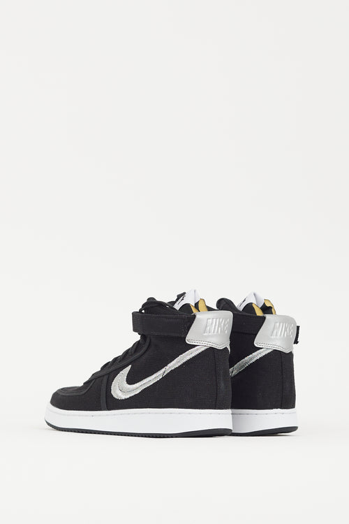 Nike X Stussy Black 
Silver Vandal SP Sneaker