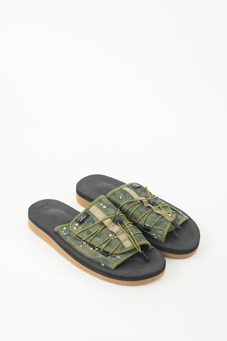 Suicoke X CLOT Green OLAS-CLTab Printed Slide