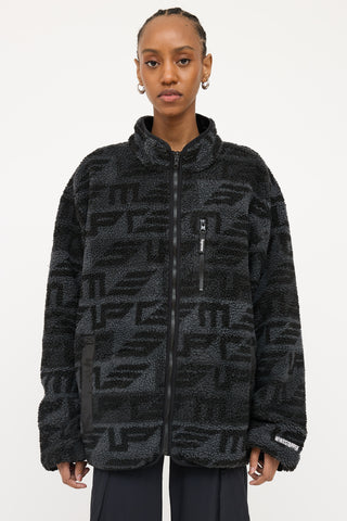 Supreme Black 
Grey Reversible Fleece Jacket