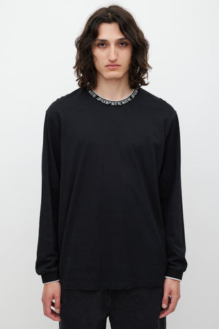 Supreme Black 
White Script Logo Trimmed Top