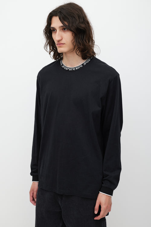 Supreme Black 
White Script Logo Trimmed Top