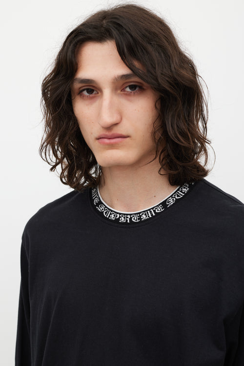 Supreme Black 
White Script Logo Trimmed Top