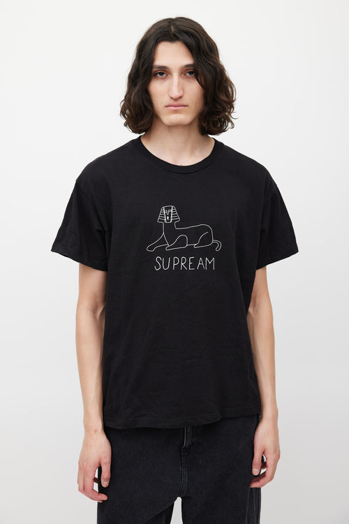 Supreme Black 
White Sphinx Logo T-Shirt