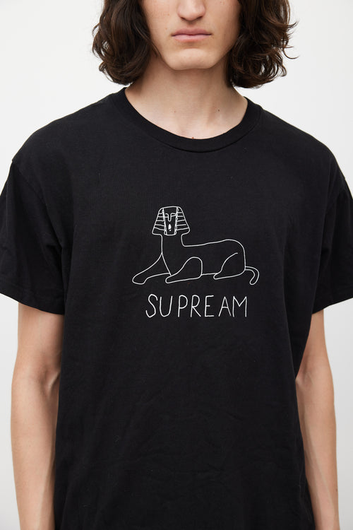 Supreme Black 
White Sphinx Logo T-Shirt