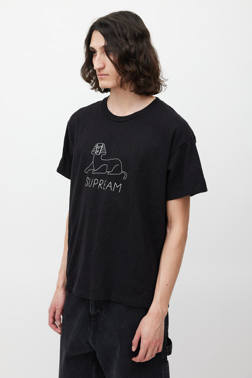 Supreme Black 
White Sphinx Logo T-Shirt