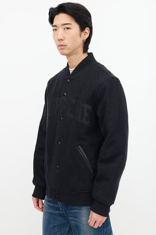 Supreme Black Wool Quilted Varsity Jacket