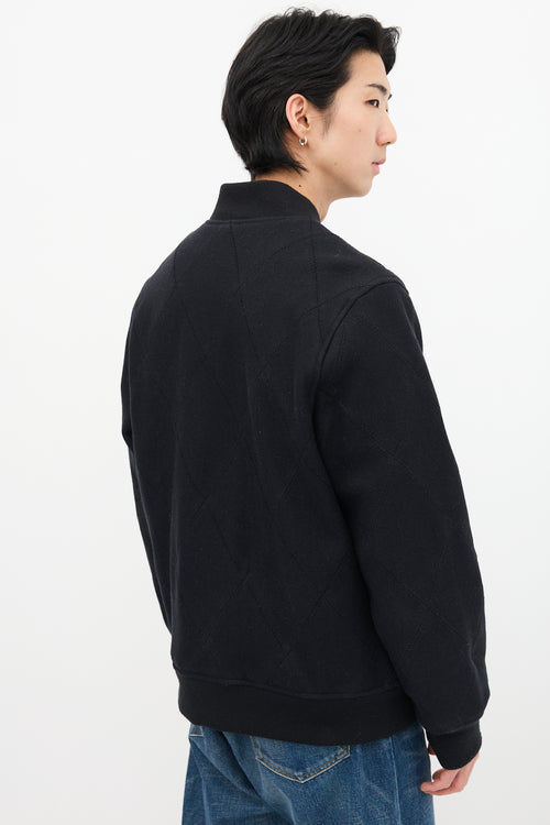 Supreme Black Wool Quilted Varsity Jacket