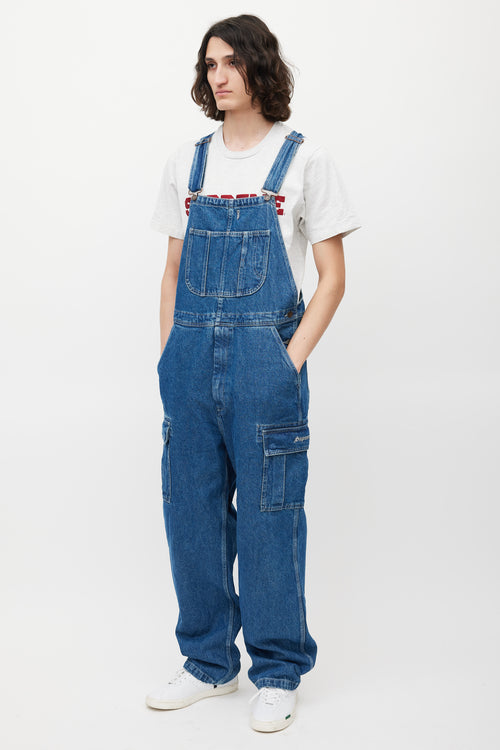 Supreme Blue Denim Logo Overalls