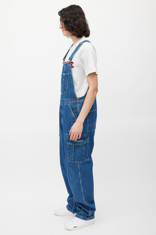 Supreme Blue Denim Logo Overalls