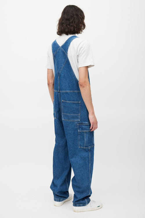 Supreme Blue Denim Logo Overalls