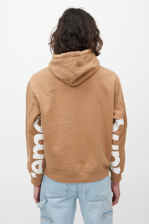 Supreme Brown 
White Sleeve Logo Hoodie