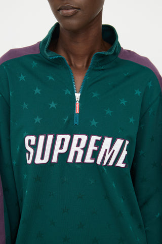 Supreme Green 
Purple Half Zip Logo Top