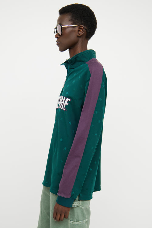 Supreme Green 
Purple Half Zip Logo Top