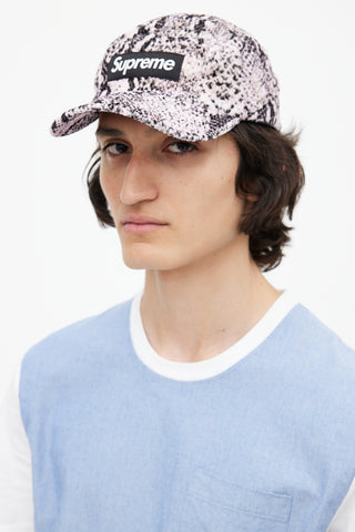 Supreme Pink 
Black Corduroy Logo Hat